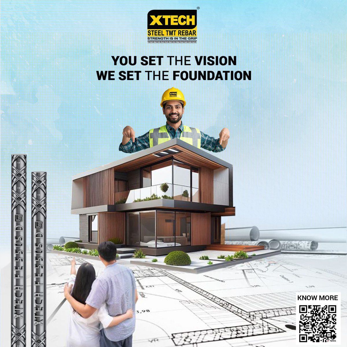 XTechTMTBars's tweet photo. Every vision needs a foundation that can support it for decades. #XTECHTMT is engineered to provide consistent strength, reliable bonding &amp; long-term structural performance. 

Contact us 
📞70990 77676 
📷info@kdindia.com  

#TMTBars #BuildSafe #QualitySteel https://t.co/To9Wi0W2ne