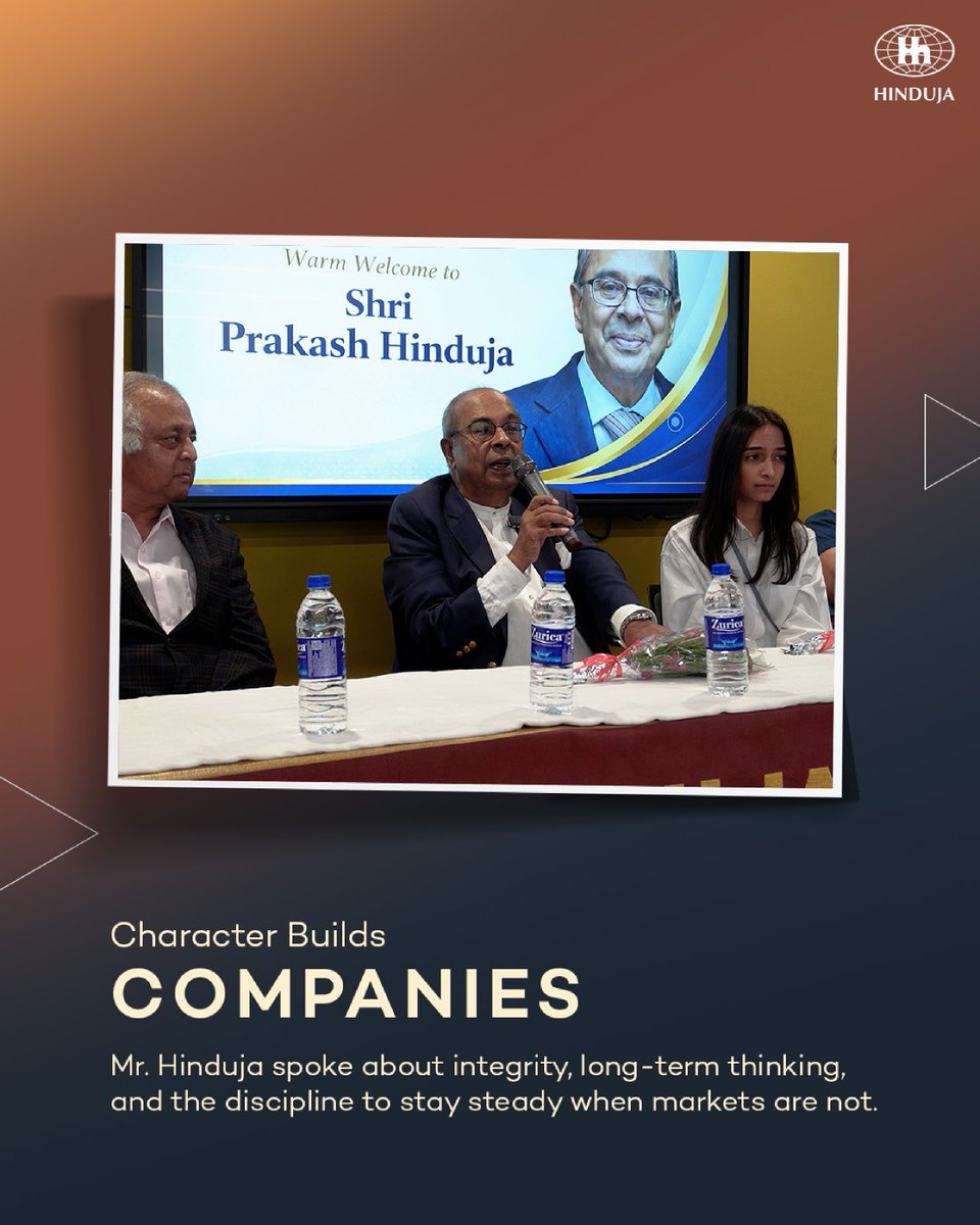 hindujagroup's tweet photo. At a special session with the management students of Hinduja College of Commerce, Mr. Prakash Hinduja, Chairman of Hinduja Group &amp; Trustee of Hinduja College of Commerce, along with Ms. Nitya Hinduja, shared insights drawn from his global experience across industries and markets. https://t.co/OFZ4MasWPx