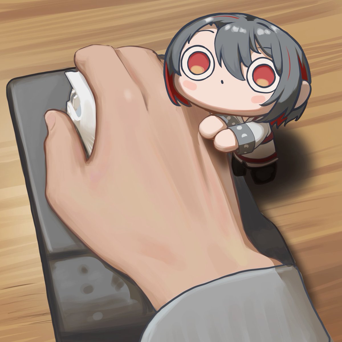 ta_chika_illust's tweet image. うちのツキユキが仕事の邪魔してくる
#月赴ゐぶき #月赴画廊