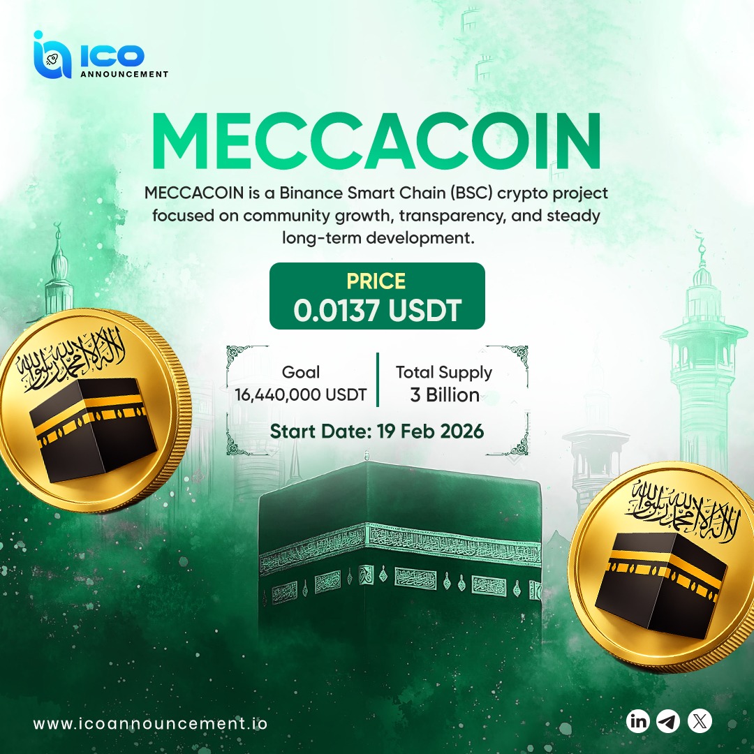 ICOAnnouncement's tweet photo. ๐ The MECCACOIN presale! Don't miss out on early access to this BSC-based crypto project. Get your tokens now!
Explore More: https://t.co/Jz4ZJEePhe
#MECCACOIN #CryptoPresale #BinanceSmartChain #CryptoCommunity #DeFi #Blockchain #TokenSale #PresaleAlert #Altcoins https://t.co/qAvsjdQY5Q