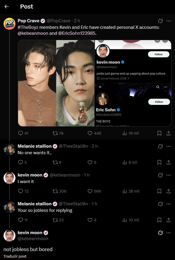 UpdateKBoys's tweet photo. ???? 🤣 O Kevin (THE BOYZ) respondendo um "hater" num post do X depois de ter criado sua conta:

*Post sobre ele ter criado sua conta*
👤: Ninguém quer isso...
Kevin: Eu quero
👤: Você é tão desempregado por responder
Kevin: Desempregado não, entediado https://t.co/KNg9BzMwmy