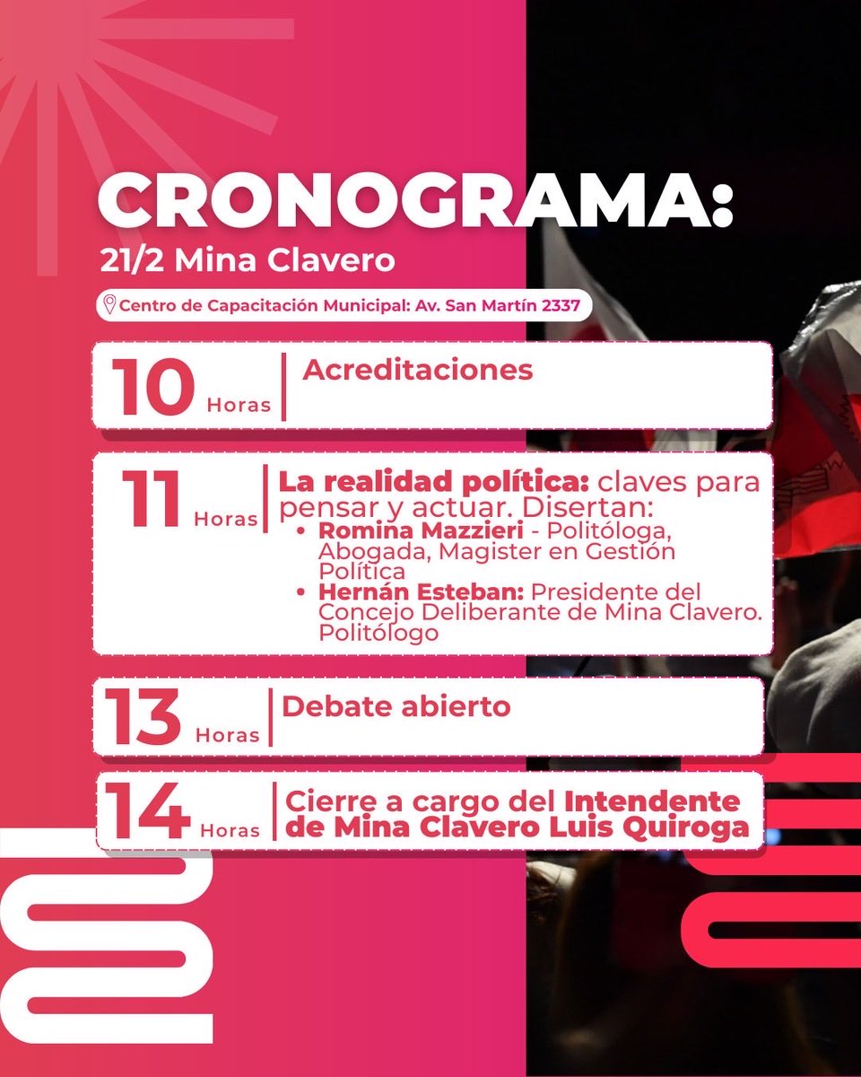 VOLVEMOS A MINA CLAVERO.

Porque las ideas no se archivan: se actualizan, se discuten y se defienden.

Compartimos el cronograma de este encuentro que busca poner al radicalismo en movimiento.