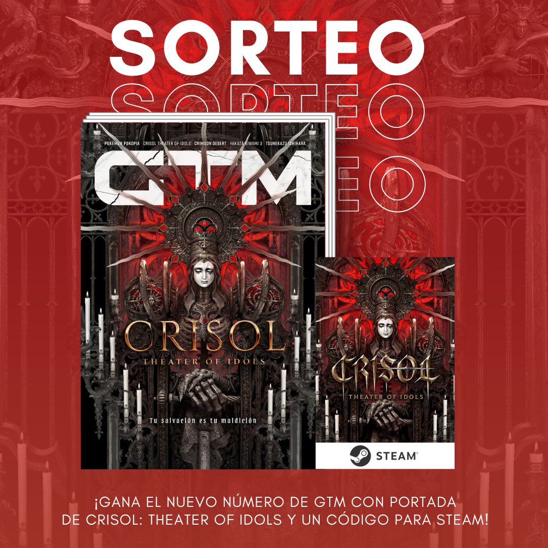 🩸SORTEO🩸

¡Gana uno de los 3️⃣ packs que sorteamos de CRISOL: Theater of Idols!

¡Compuestos por nuestro próximo número y un código del juego para Steam!

1️⃣Haz RT
2️⃣Sigue a @gamestribune y <a href="/VermilaStudios/">Vermila Studios</a>

🗓️Fin 28/02/2026 - Válido para Península