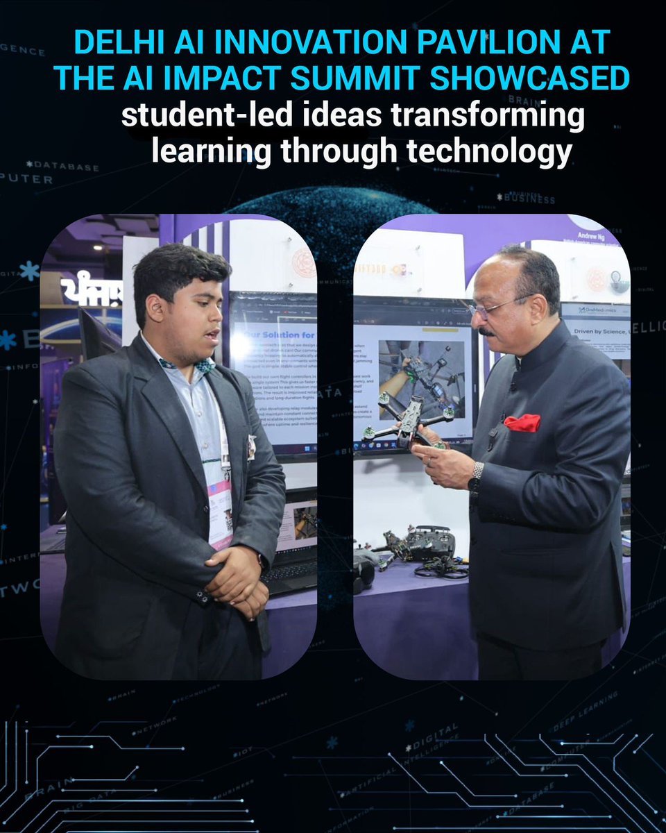 ashishsood_bjp's tweet photo. Proud to witness Delhi AI Innovation Pavilion showcasing how the students of Delhi are embracing technology, creativity, and future-ready learning to shape a stronger, innovation-driven India.

@gupta_rekha 
@AshwiniVaishnaw 
@blsanthosh https://t.co/8tWHMIGt1x