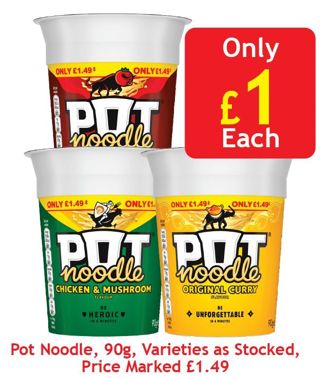 clydebankcoop's tweet image. 🍜🔥 Craving a quick classic

Pot Noodle 90g now just £1 each 😍
Price marked £1.49 now only £1

Fast. Filling. Full of flavour.

Perfect for lunch breaks and late night cravings 🙌

#PotNoodle #QuickBite #SnackDeal #GreatValue