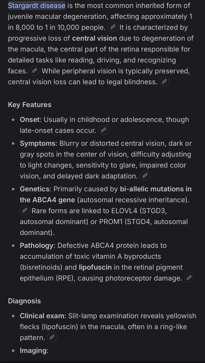 MCmagnificent's tweet photo. Stargardt disease has no approved treatments yet. OCU410ST from Ocugen could be the first disease-modifying option. Watching the data closely. #RareDisease #OCGN Ocugens on the case. https://t.co/psIe1YJHjS