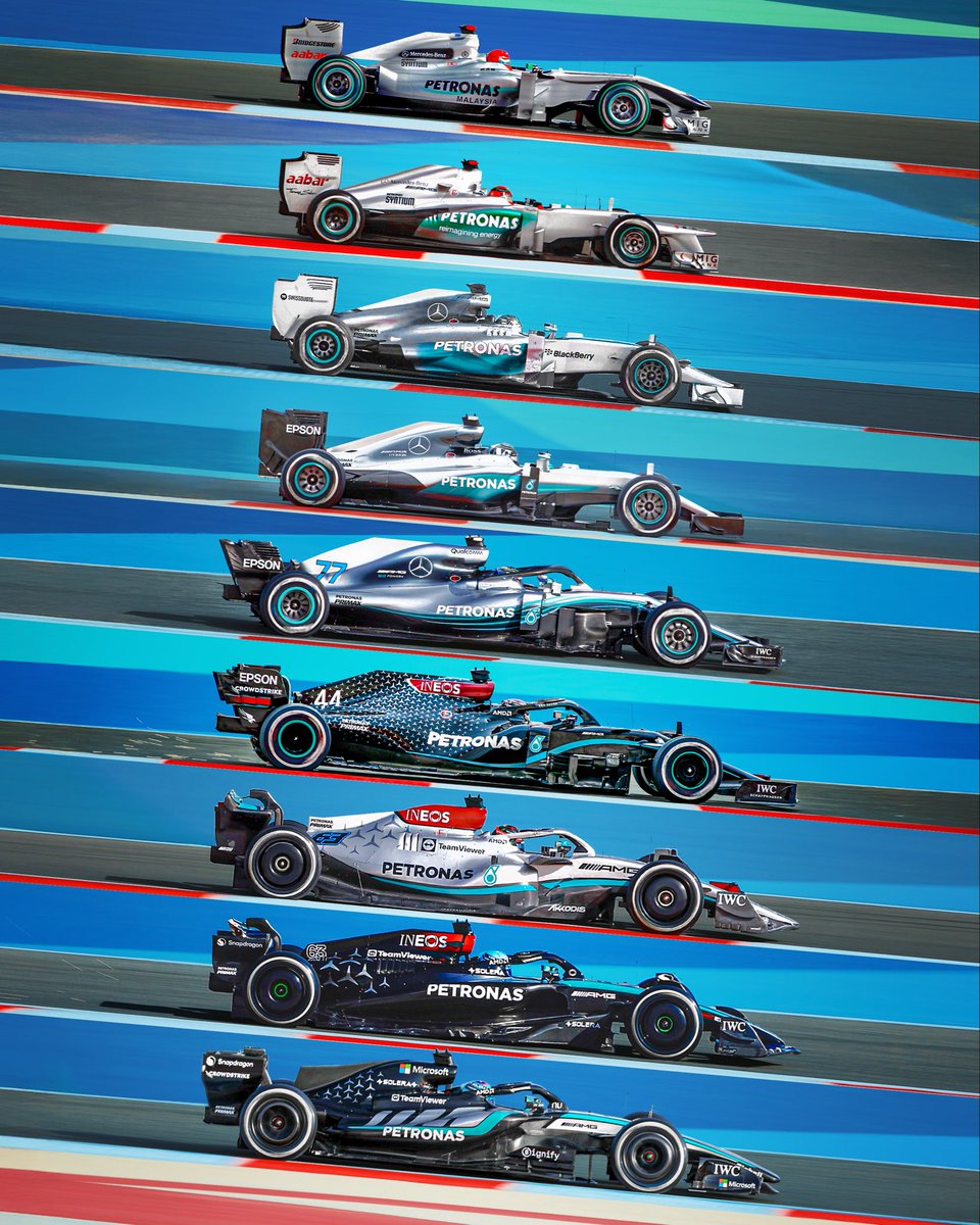 MercedesAMGF1's tweet image. Bahrain through the years 🇧🇭🤩