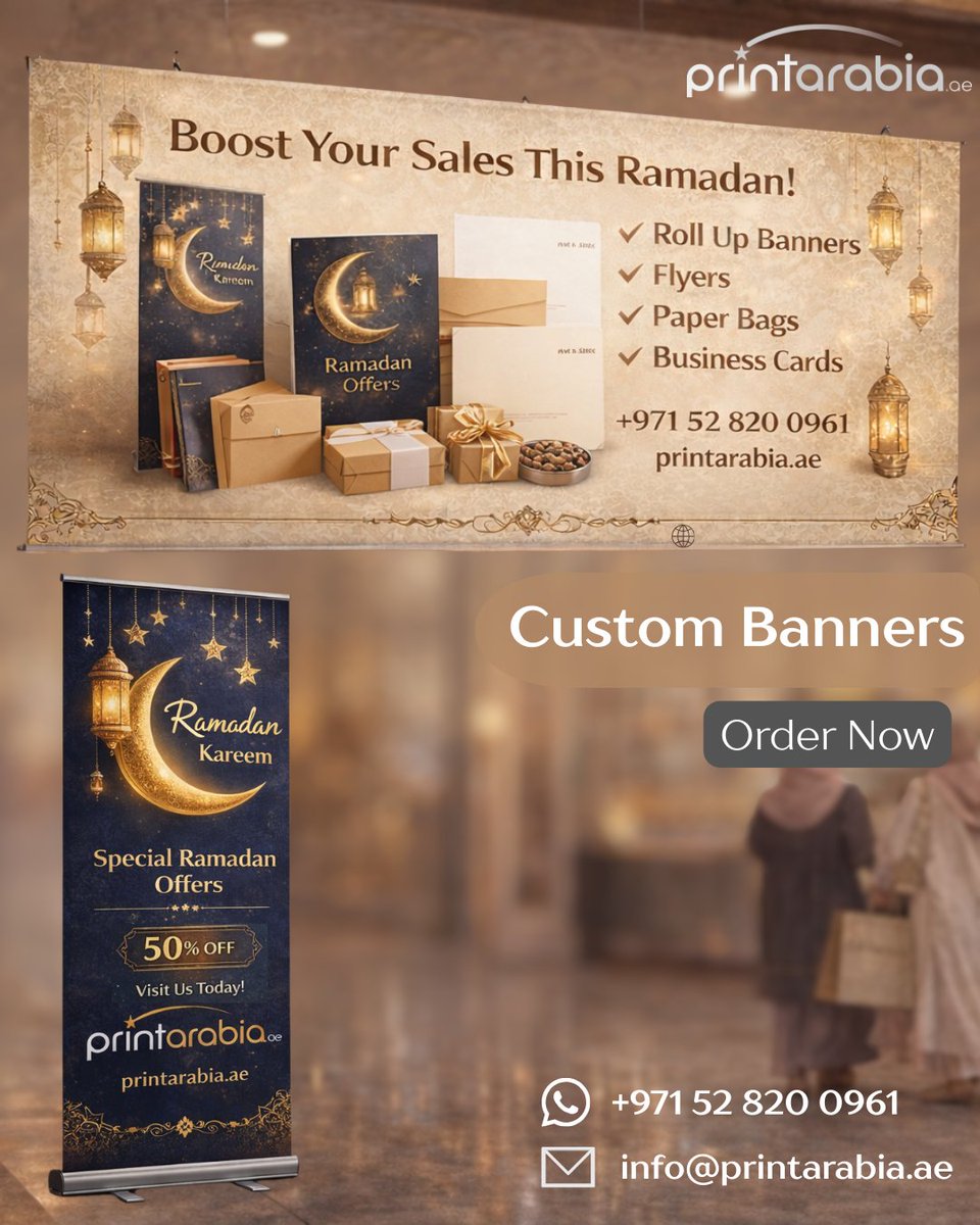 printarabia's tweet photo. Ramadan Mubarak from Print Arabia ✨🌙
Premium Ramadan printing for stores, restaurants &amp; offices—banners, flyers, gift packaging &amp; branding.

📲 +971 528200961 | ✉️ info@printarabia.ae

🌐 https://t.co/gzqUsyJ6nu

#RamadanMubarak2026 #PrintArabia #DubaiPrinting #UAEPrinting https://t.co/FbPbUIgXnf