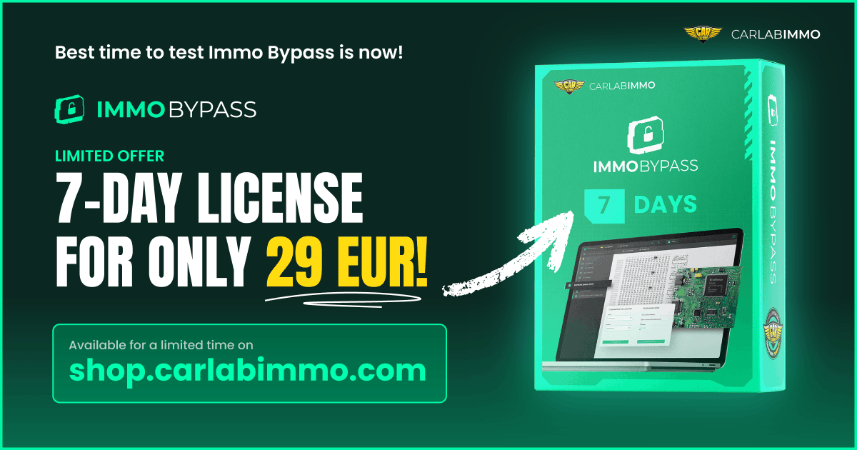 CarLabImmo's tweet photo. 🚀 The Best Time to Start Working with Immo Bypass Is NOW
🔥 Limited-Time Offer
Get started with Immo Bypass for only 29 EUR
⏳ Available for a short time only - don’t miss out.
👉 Get started today: https://t.co/RKrDW8TqO2 https://t.co/5Uyh8BxXkU