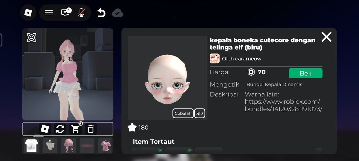 nisanrio's tweet photo. @jedminie @roblox_fess haihaii! ini facenya animated kok, bisa kedip dia https://t.co/icw9LzaBZI