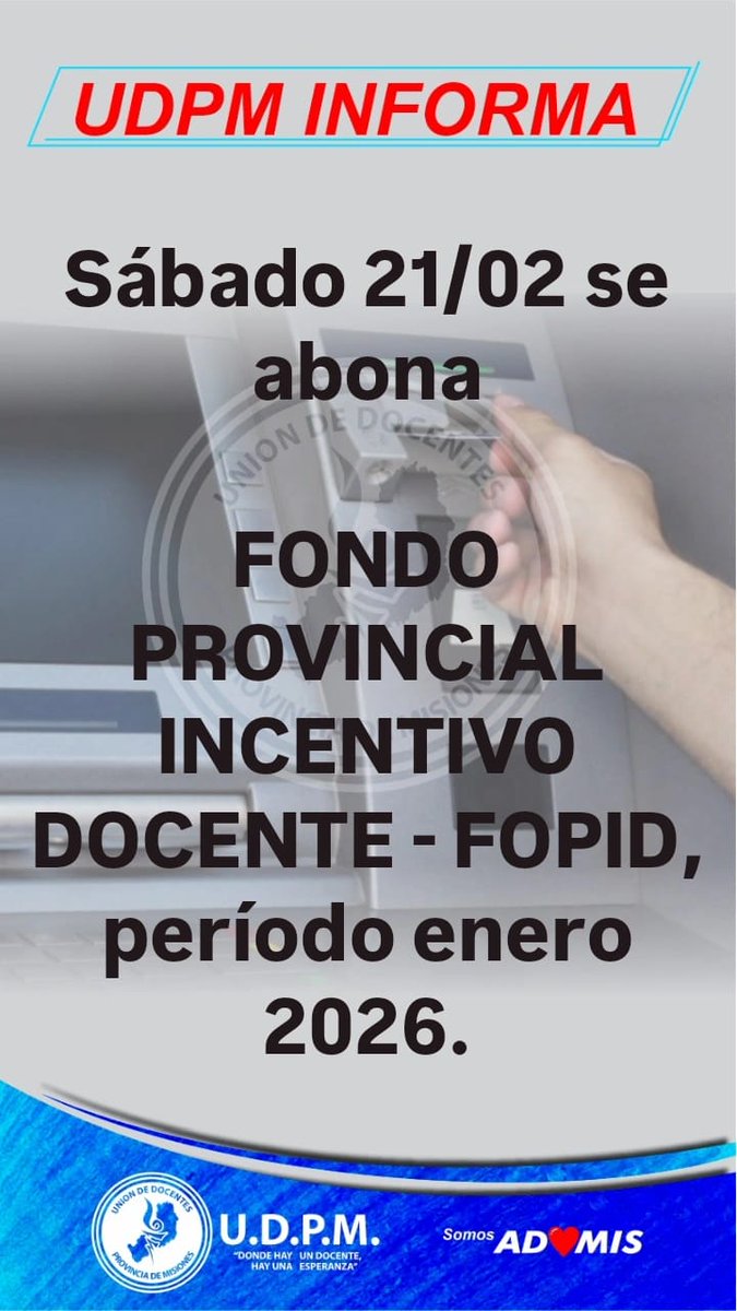 Atención colegas! Sale Fopid este sábado.