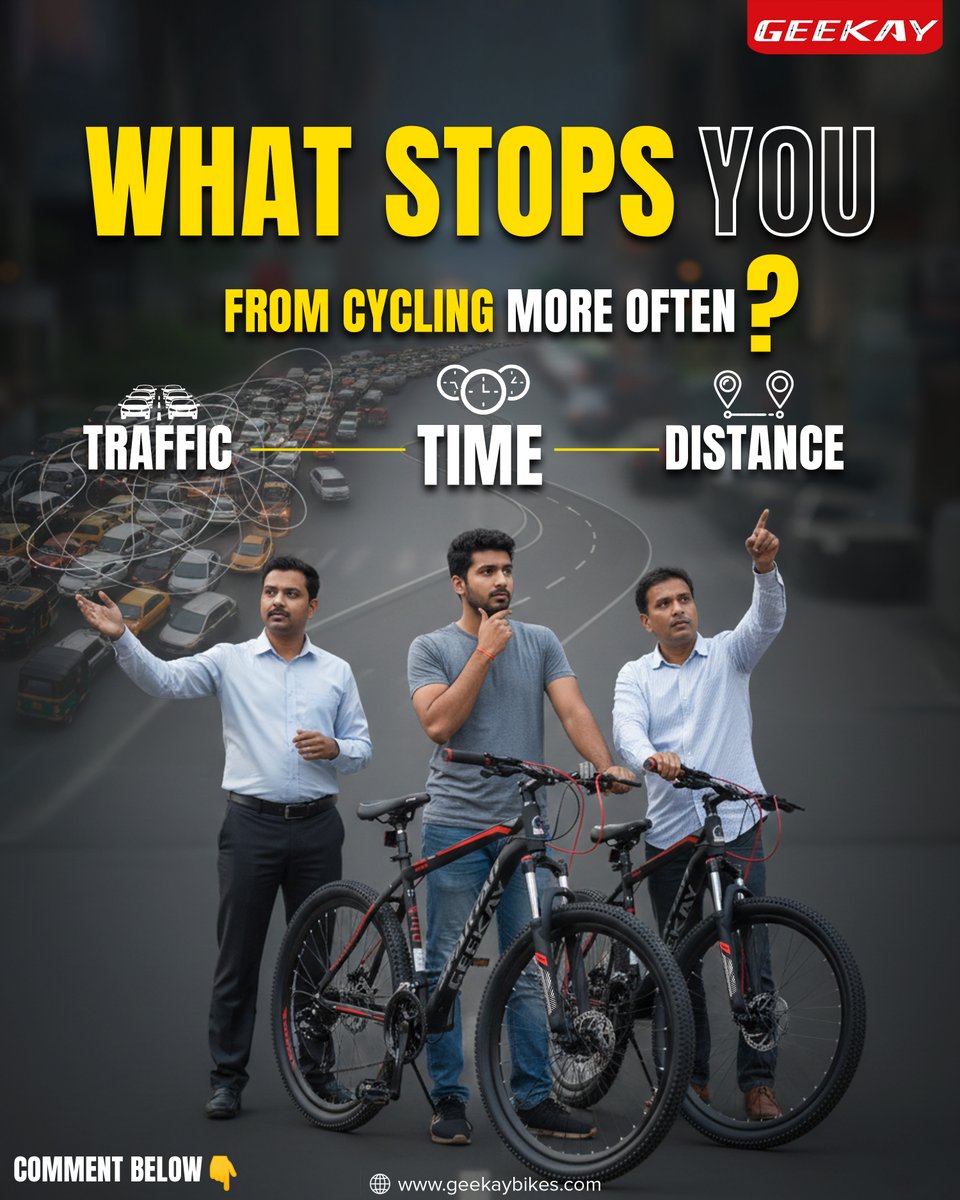 Time, distance, or comfort — what’s your biggest reason?
#CyclingQuestion #RideHealthy #CycleMore #SmartCommute #FitnessJourney #CyclingCommunity