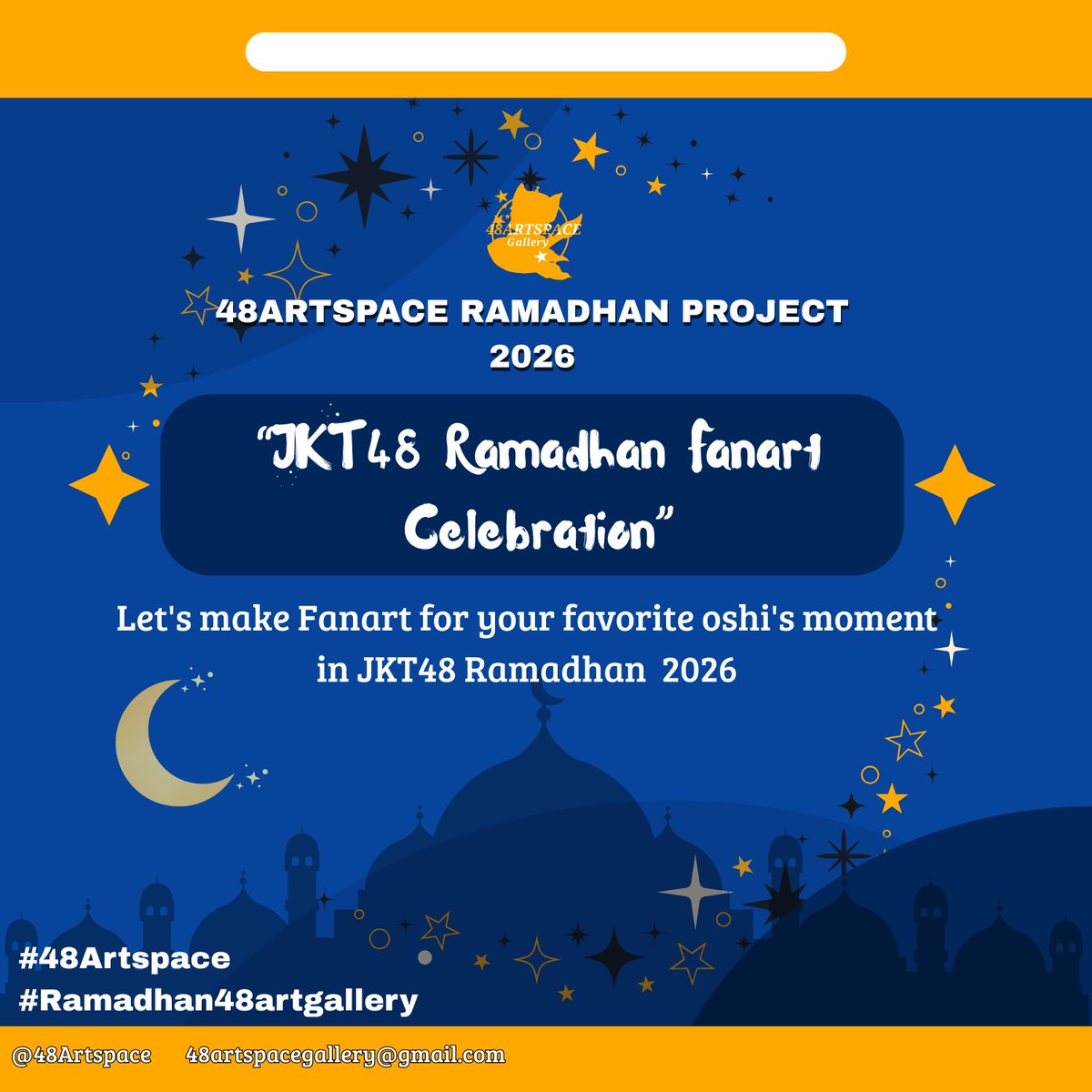 [All Fanartist Can Join] 🌙✨
48ARTSPACE RAMADHAN PROJECT 2026 

“JKT48 Ramadhan Fanart Celebration” 

Mari meramaikan Ramadhan Show JKT48 dengan karya terbaik kalian!

#48Artspace #Ramadhan48artgallery