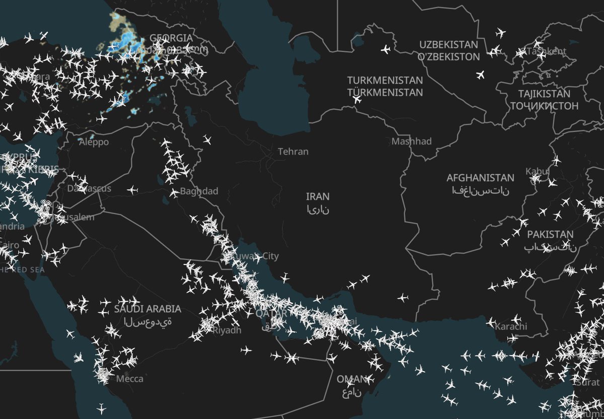 🚨Earlier today, Iran issued a Notice to Airmen (NOTAM), restricting airspace over its southern region amid planned rocket launches, as tensions with the United States continue to escalate.

Wingbits' global ADS-B network is tracking the impact on live flight routing in real