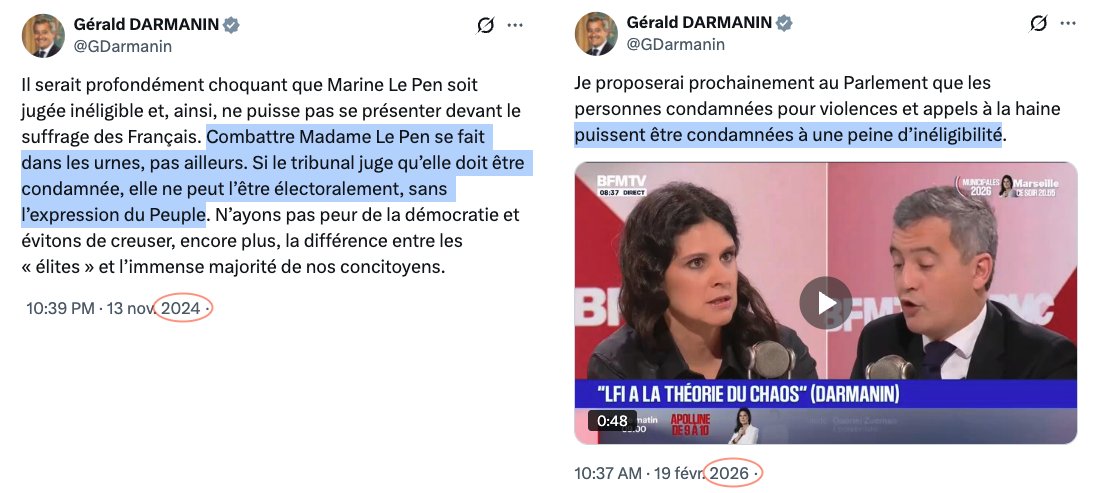 - Etape 1 : Voter des lois pour que les juges prononcent des peines d'inéligibilité

- Etape 2 : Hurler au viol de la démocratie quand les juges appliquent ces lois

- Etape 3 : RE-voter des lois pour que les juges prononcent des peines d'inéligibilité

- Etape 4  : Hurler...(🙃)