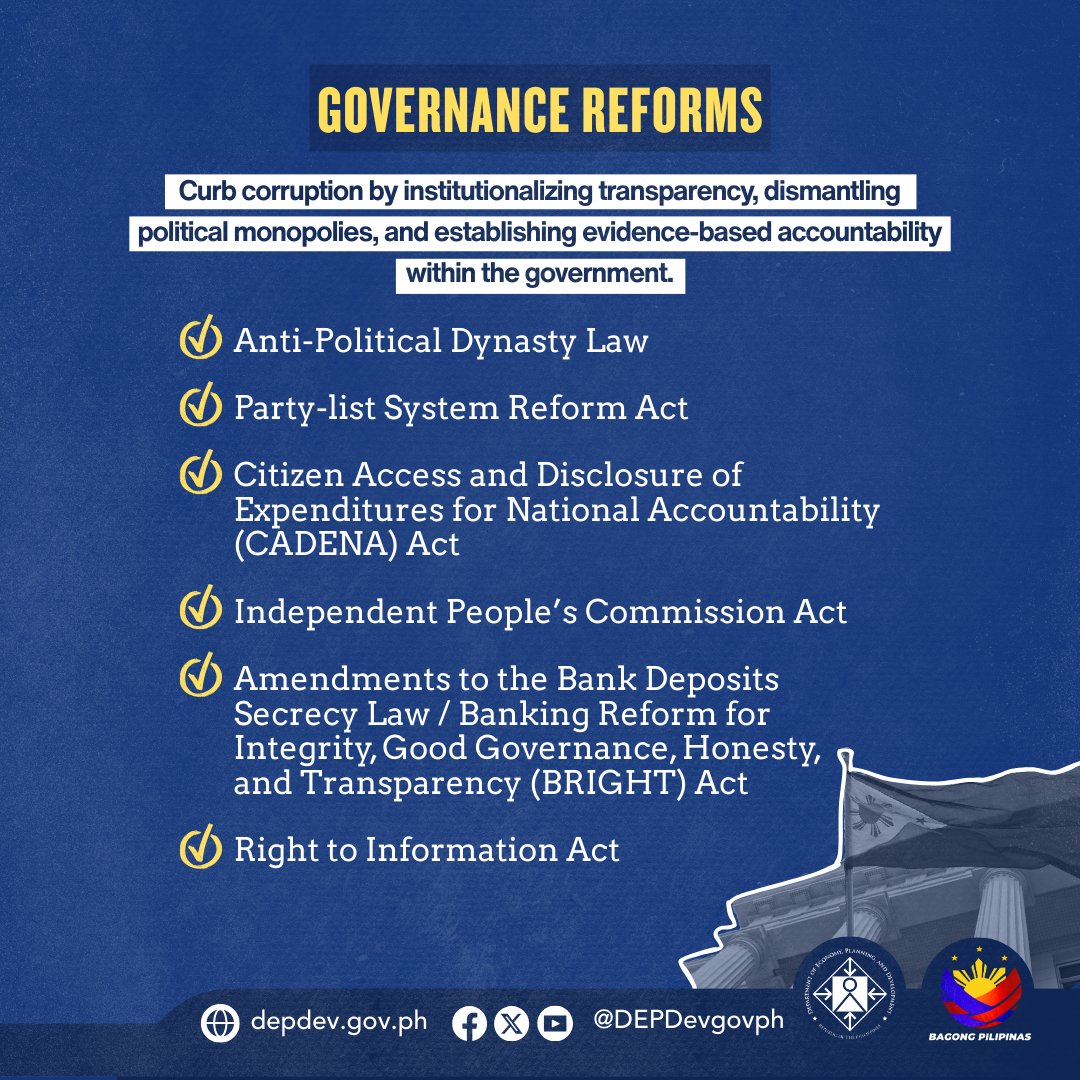 The latest priority measures also include policies aimed to enhance the delivery of basic social services that are essential to human capital development, particularly education, health, and social protection. In addition, bills that will strengthen resource management across the