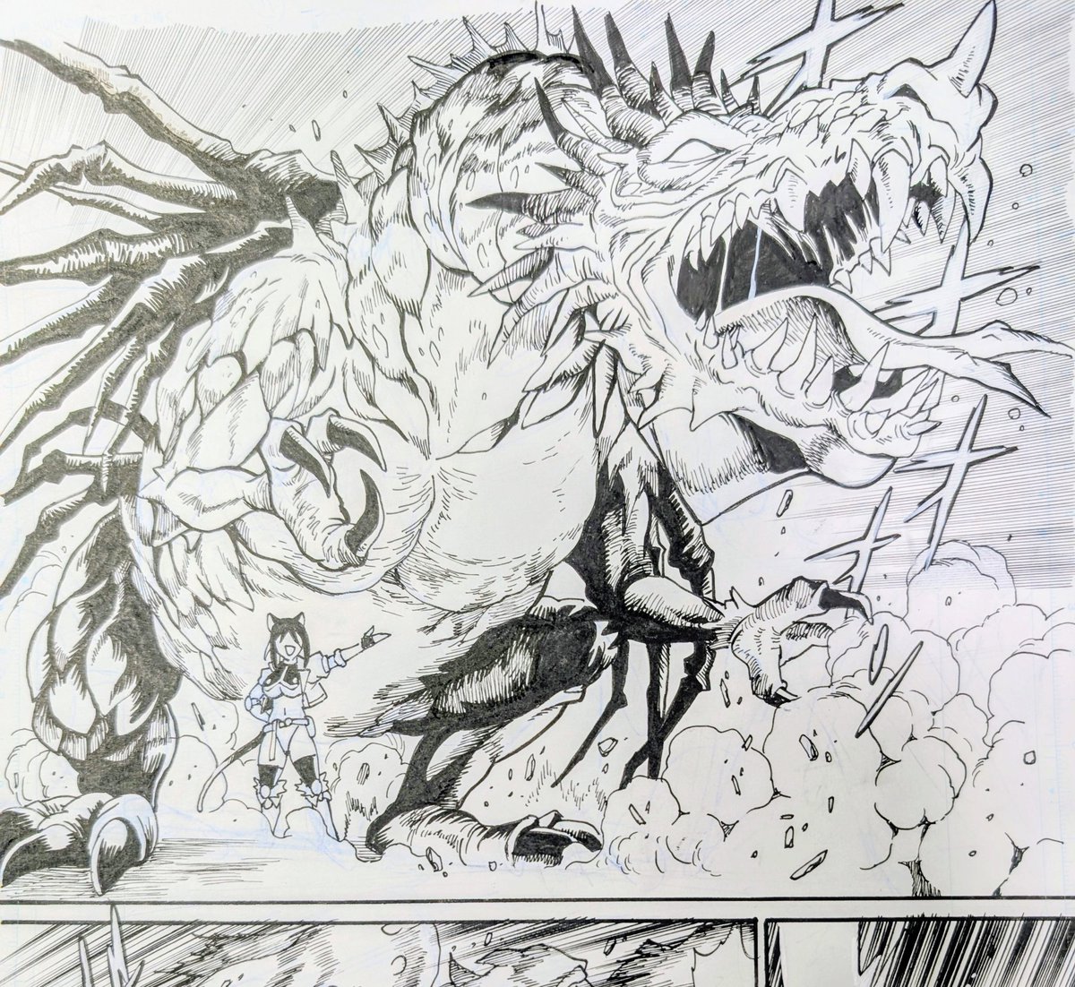 彼はコマが狭いと抗議しています。 