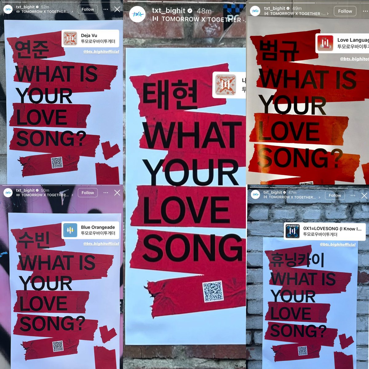 btschartsdailyc's tweet image. [INFO] TXT IG account posted songs with “What is Your Love Song?” and tagged #BTS 👀