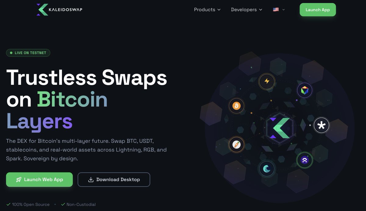 Our new KaleidoSwap landing page is live ✨

You’ll find a deeper look into our products and where we’re heading.
The new web app is almost here… stay tuned 👀
Check it out 👇

kaleidoswap.com