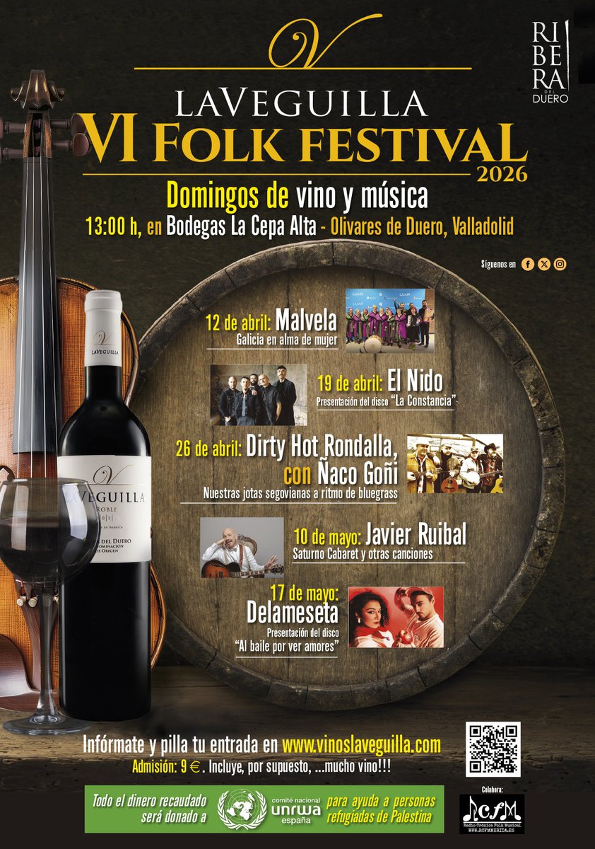 🔴❗️🎶🍷LAVEGUILLA FOLK FESTIVAL 2026 ESTÁ EN EL AIRE... ¡Y LAS ENTRADAS, YA DISPONIBLES A TOQUE DE CLIC!
 👉INFORMACIÓN Y COMPRA: vinoslaveguilla.com/eventos/