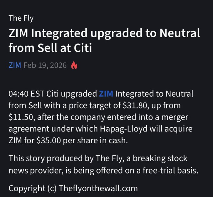 Praca analityka w dużym amerykańskim banku musi być ciekawa. 

Citi właśnie podniosło cenę przewoźnika frachtowego ZIM z 11,5 do 31,80 USD. 

Nic to, że firma samej gotówki w kasach miała o równowartości 24 usd/akcję - analityk wyceniał na 11,5. 

A bo tak.