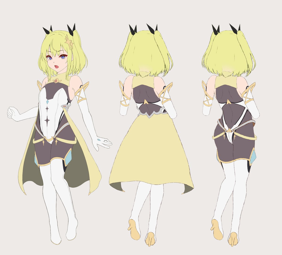 というわけで次作CG集ヒロインであるプリズミア・ルミネールの衣装ラフ。
これは成人後(本編)の姿ですが幼年期との違いはマントがあるかないかだけなので 