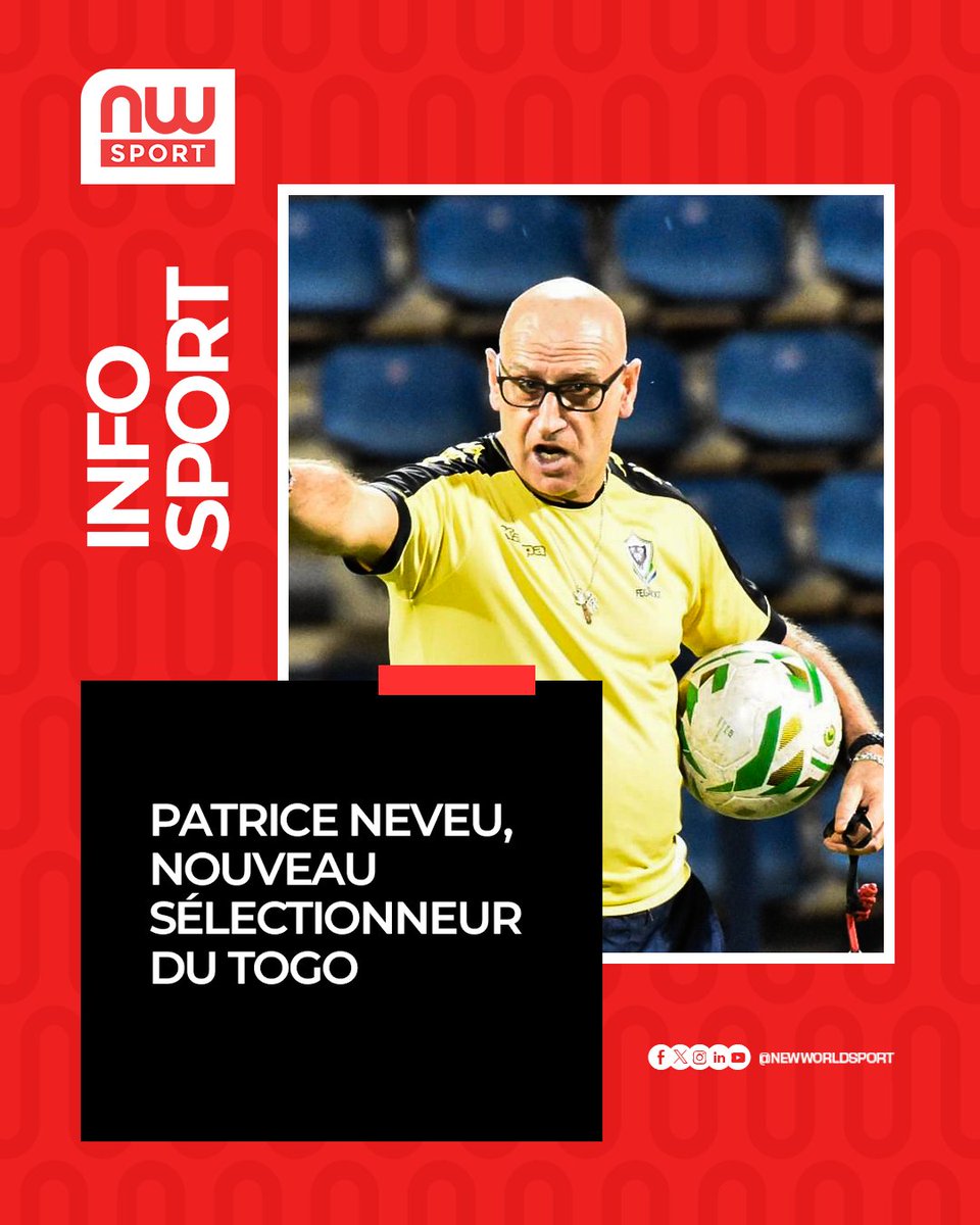 New_World_Sport's tweet photo. Ancien sélectionneur de la Guinée, de la RDC, de la Mauritanie et du Gabon, le Français Patrice Neveu succède à Nibombé Daré à la tête des Éperviers du Togo.
Peut-il insuffler une nouvelle dynamique aux Éperviers, en difficulté ces dernières années  ?

#infosport #sports #nwsport https://t.co/0uX7YaNkSy
