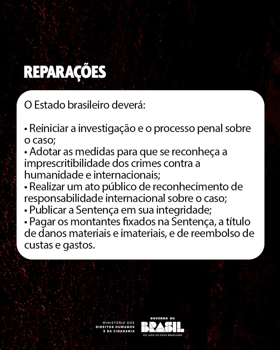 mdhcbrasil's tweet image. Esta publicação faz parte do cumprimento da sentença da Corte IDH.  Confira a sentença na íntegra em: corteidh.or.cr/docs/casos/art… #MDHC #CorteIDH #CasoHerzog #VladimirHerzog #DireitosHumanos