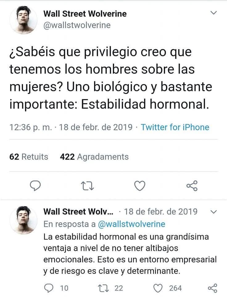 Los hombres: Tenemos estabilidad hormonal

También los hombres: *Asesinan por celos* *Golpean a sus esposas y después les traen regalos* *Se agarran a golpes por cualquier cosa entre ellos, sobre todo futbol* *Son los mayores causantes de conflictos y guerras mundiales*
🤡