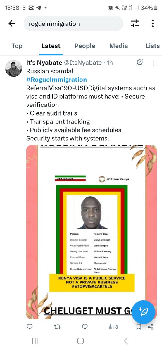 Digital systems such as visa and ID platforms must have: • Secure verification
• Clear audit trails
• Transparent tracking
• Publicly available fee schedules
Security starts with systems. Russian scandal
#RogueImmigration 
ReferralVisa190-USD