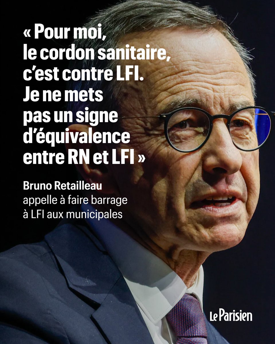 le_Parisien's tweet image. Bruno Retailleau appelle ce jeudi à «barrer la route» aux «candidats LFI» aux municipales ➡️ l.leparisien.fr/erDY