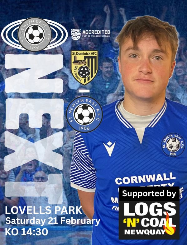 StNewlynEastFC's tweet photo. After last week’s loss we look forward to this Saturday’s away fixture at St Dominick, supported by Newquay Logs N Coal. #comingbacktogether @swsportsnews @devoncornwallfc @Cornishfootball https://t.co/RP5XPUpaq6