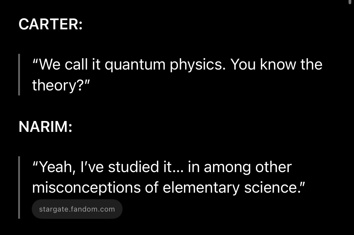 andromednpriest's tweet photo. @LoneChildMJB I’ll just quote Stargate SG-1 from 1998: https://t.co/hujHpKFQoB