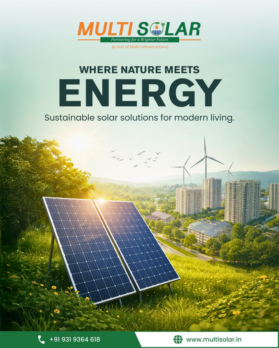 multisolar_in's tweet image. The future of energy is not coming. It is already here.

At Multi Solar, we bring rooftop solar solutions that empower Indian homes and businesses with clean energy, long term savings, and true energy independence.

#MultiSolar
#SolarEnergyIndia
#RooftopSolar
#CleanEnergyIndia