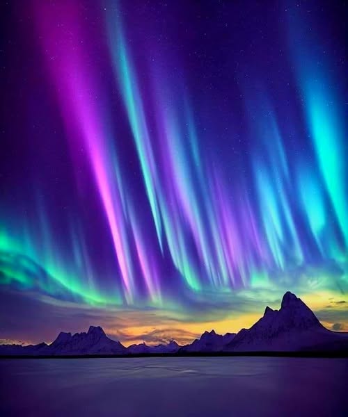 Spectacular Aurora over Alaska!😍💙💜