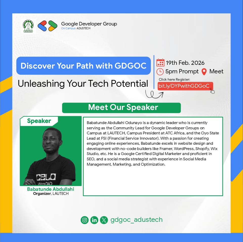 Onto the next community call with GDGoC Aliko Dangote University of Science And Technology.