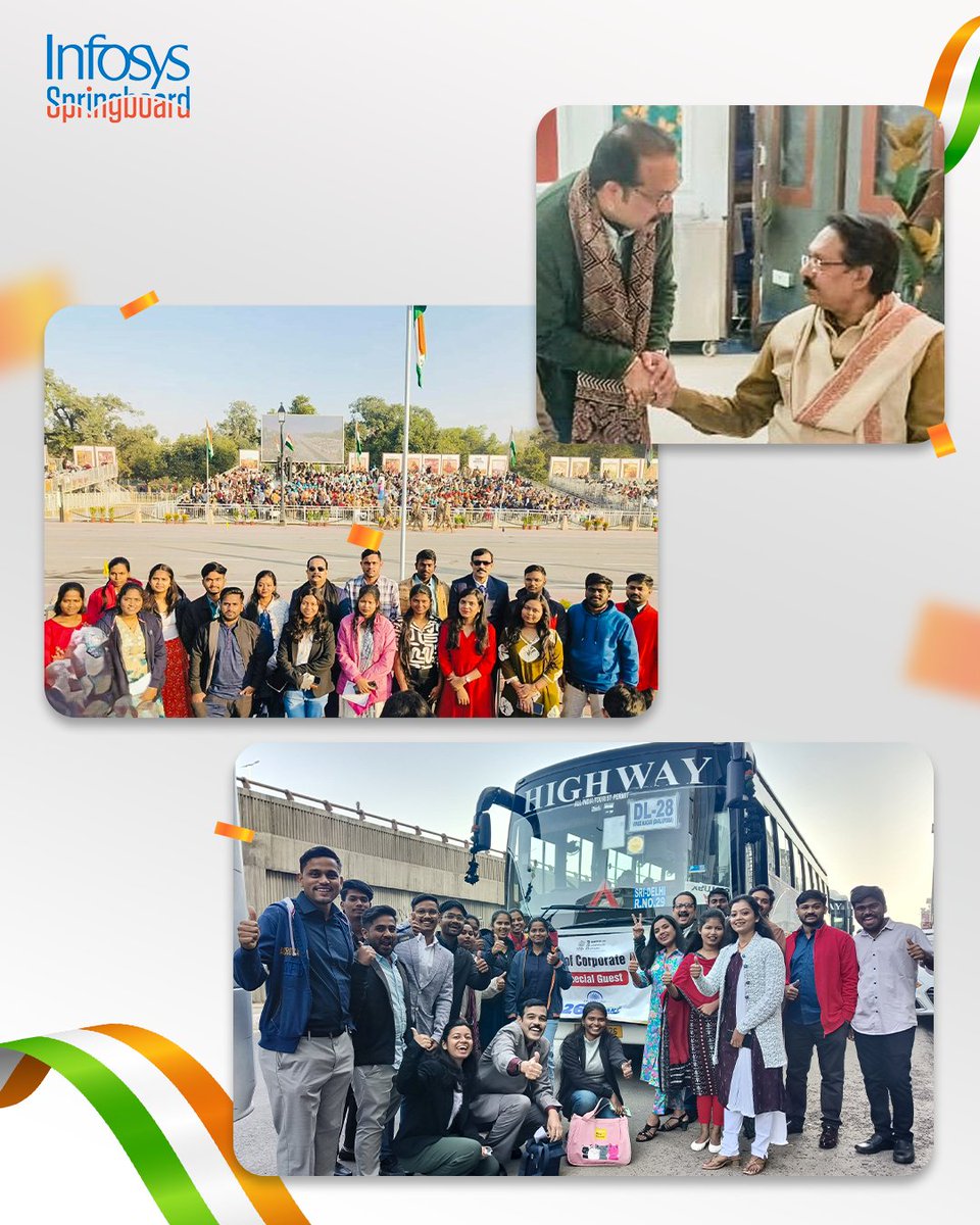 Proud moment for PMIS interns from Infosys Springboard as they witnessed the spirit of the nation at the 77th Republic Day celebrations at Kartavya Path. An inspiring experience where learning met leadership, purpose, and national pride.

#InfosysSpringboard #PMIS #RepublicDay