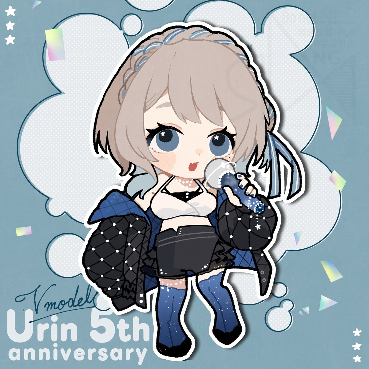 うりんさん🌟🫧 新衣装のデザインを担当いたしました！
海と星がモチーフのステージお衣装です🩵差分もたくさん🩵🩵

【引用元 お仕立て】
イラスト：古宮コト様(#daio_tmtm)
モデリング：猫まんま様(#nekomeshi2D)