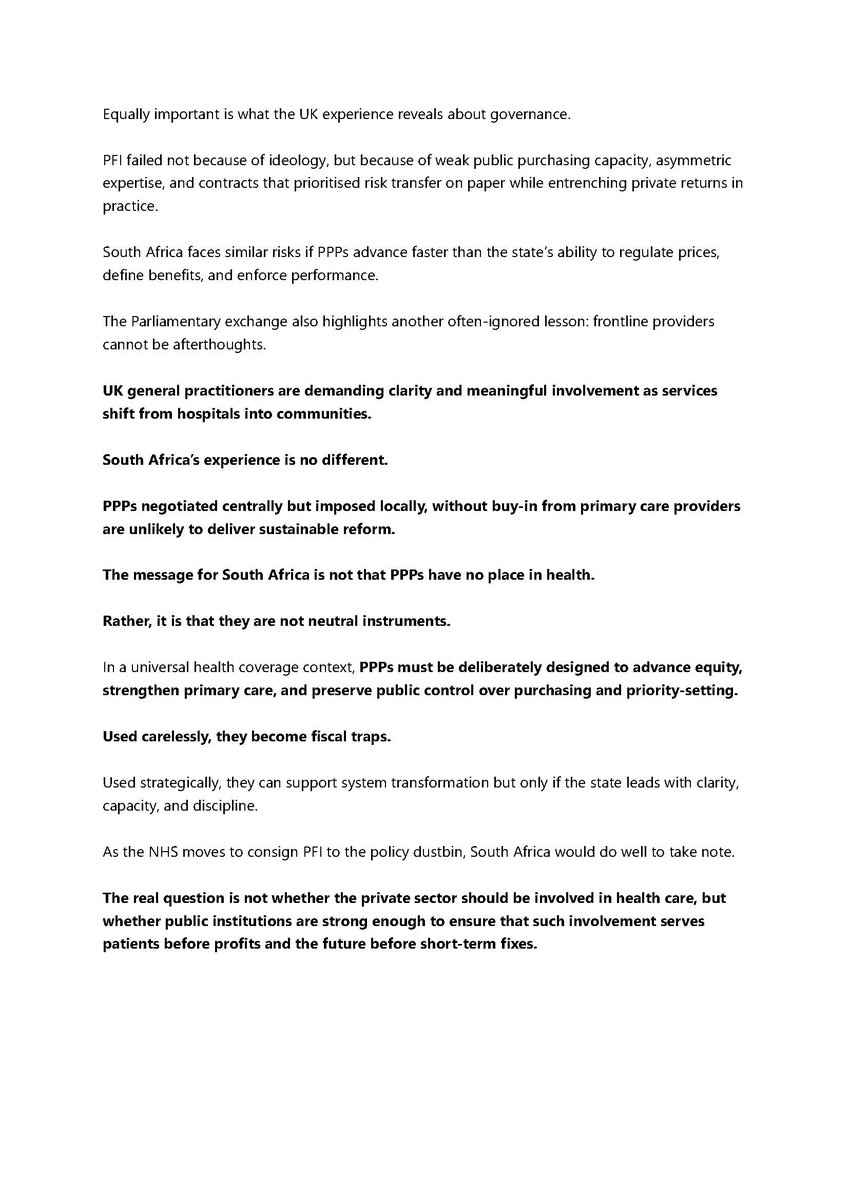 PUBLIC–PRIVATE PARTNERSHIPS IN HEALTH: WHAT SOUTH AFRICA MUST LEARN FROM THE NHS’S PFI DISASTER

linkedin.com/posts/publicpr…