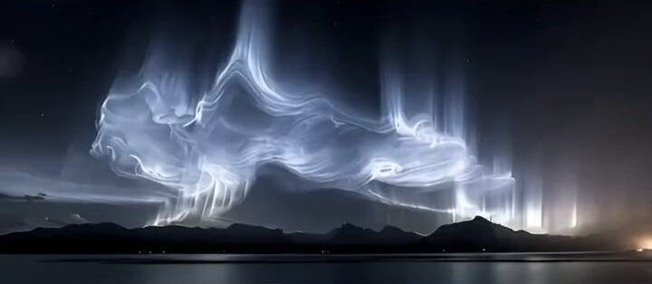 rare white aurora borealis
