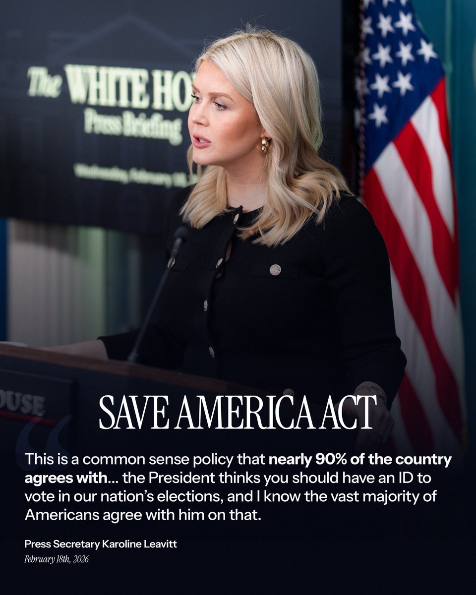 TrumpDailyPosts's tweet image. 🚨Senate Leader Thune and the White House are tagged here. Let them know your thoughts on the Save Act being passed in the Senate immediately, since the House has already passed it. Over 80% of Americans support it. 
We need voter ID and proof of citizenship in all 50 states for