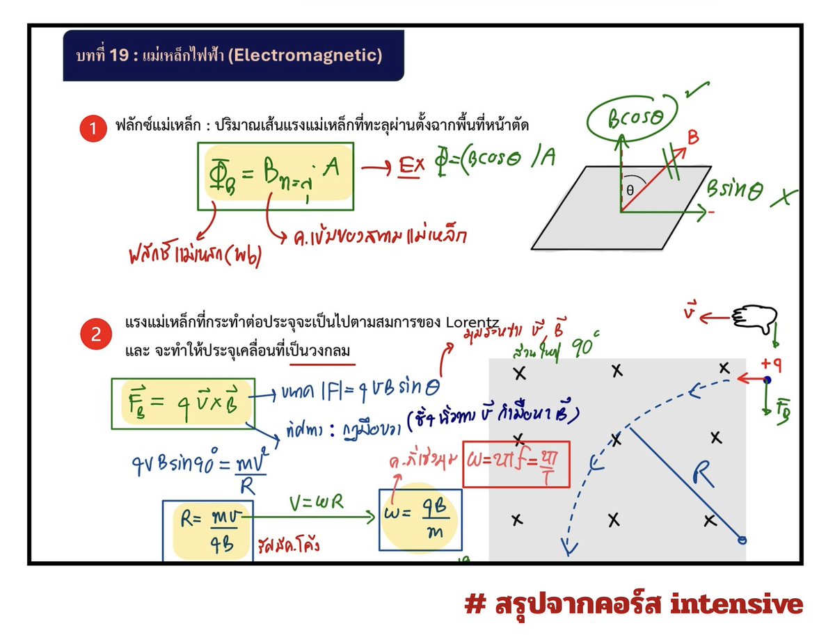 P_Learnphysics's tweet photo. 📌อ่านเเม่เหล็กไฟฟ้าไม่ทัน ดูไปเเค่เรื่องนี้ครับ คุ้มที่จะเก็บ

▪️การเคลื่อนที่เป็นวงกลมของประจุในสนาม B 
▪️เผลอๆ ออกตรง (เเละชอบเป็นข้อ 5 คะเเนนด้วย)
▪️ใช้เวลาเก็บไม่นาน  

✅ topic สำคัญ เเต่ปีที่เเล้วไม่ออก , เเปลว่ามี % ส���งมากที่จะวนกลับมาครับ 

#dek69   #เด็กซิ่ว  #Alevel https://t.co/OiaUJdI6Y7
