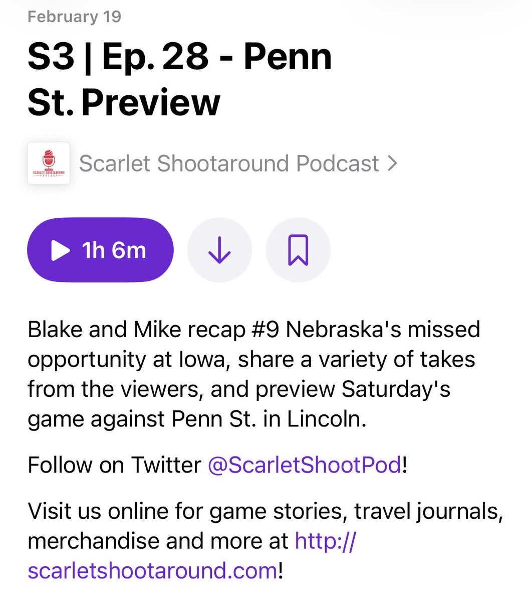 Our Penn St. Preview is LIVE!

-#Nebrasketball’s rebounding issues are glaring; is it easily fixable?

-Where do the #Huskers stand in the race to OKC?

-Can NU patch up some issues against the Nittany Lions?

Available on Apple/Spotify - hit “Listen Now” on our profile!
