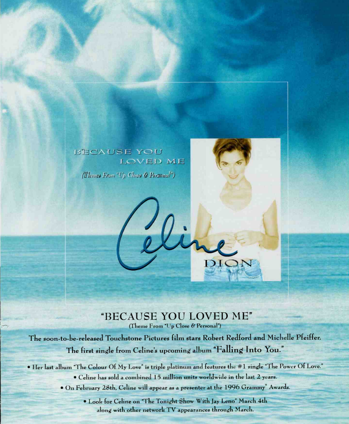 myfizzypop's tweet photo. Dual release day! 30 yrs ago, #onthisdayinpop in 1996, #CelineDion released #BecauseYouLovedMe in the US as single no.1 from her then-new LP #FallingIntoYou. Brits got the title track on the very same day (originally meant for Belinda Carlisle fact fans)
https://t.co/d9z9MU10g7 https://t.co/VMVIYxCDns