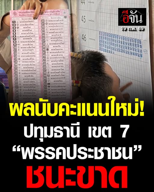 ผลนับคะแนนใหม่! ปทุมธานี เขต 7 “พรรคประชาชน” ชนะขาด กปน.ประกาศผลทางการพรุ่งนี้
อ่านข่าวต่อ: ejan.co/news/tjbm5c1pq…
