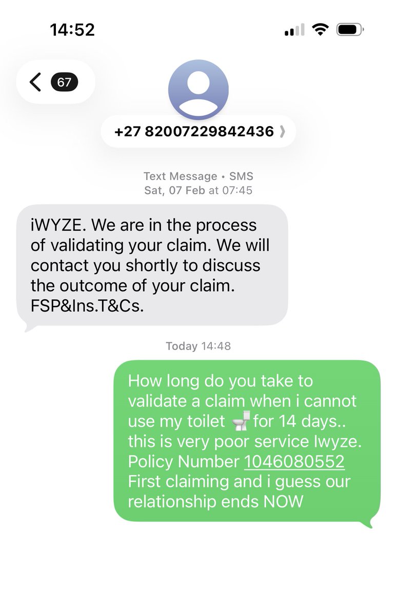 MalomeSureT's tweet photo. @iwyze how long does it take to fix a toilet?  I logged a call before waited 7 days for plumbers. Now I wait 7 days for claim to be processed. https://t.co/LkgIGA9iUB