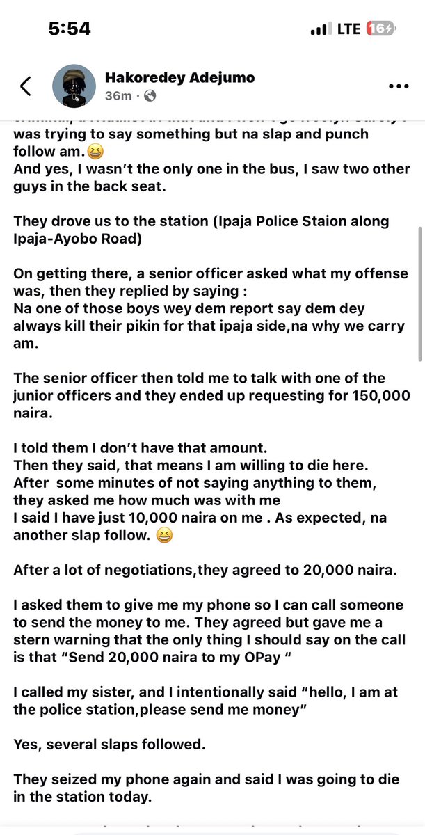theultrakorede's tweet photo. My experience with the Nigerian Police earlier today. 

Ipaja Branch (along ipaja-ayobo road) 

I posted this on my Facebook account earlier. Trying to write in words here it’s not going through. 

What a country we live in. https://t.co/eTBKGF5apb