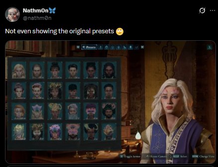 Los "gamers anti-woke" teneis los peores takes de todo internet.

Porque hacer personajes como te de la gana lleva desde... espera... SIEMPRE.