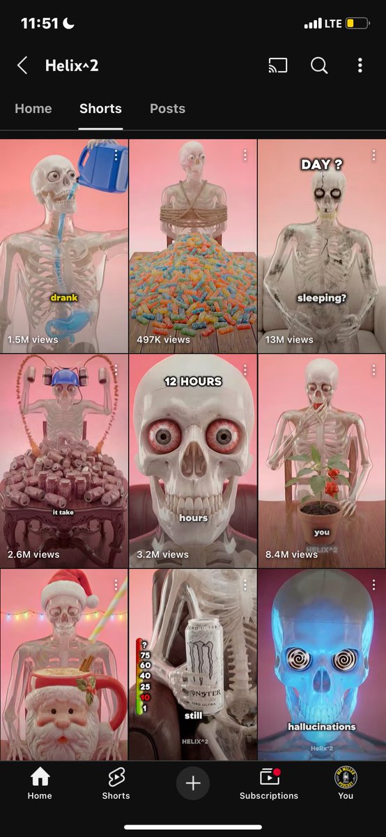 daffyduckinson's tweet image. this seedance-powered channel isn’t even 30 days old

53m views in 27 days
135k subscribers
18 total videos posted

every short follows the same engineered curiosity format

weird 3d skeleton visuals
simple open-ended questions
high-retention pacing that forces rewatches

no big