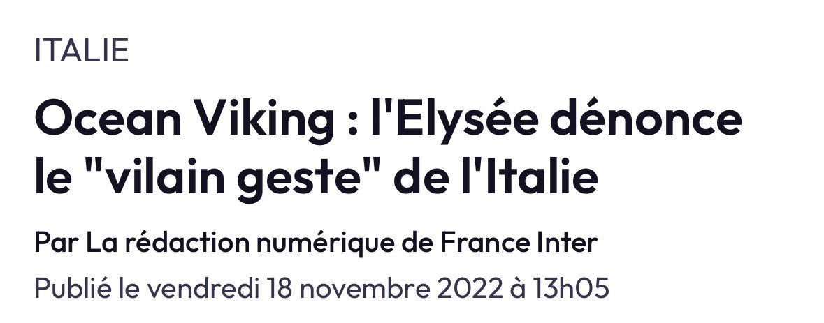 Macron était plus loquace sur "ce qui se passe chez les autres" quand Meloni refusait d'accueillir les migrants de l'Ocean Viking